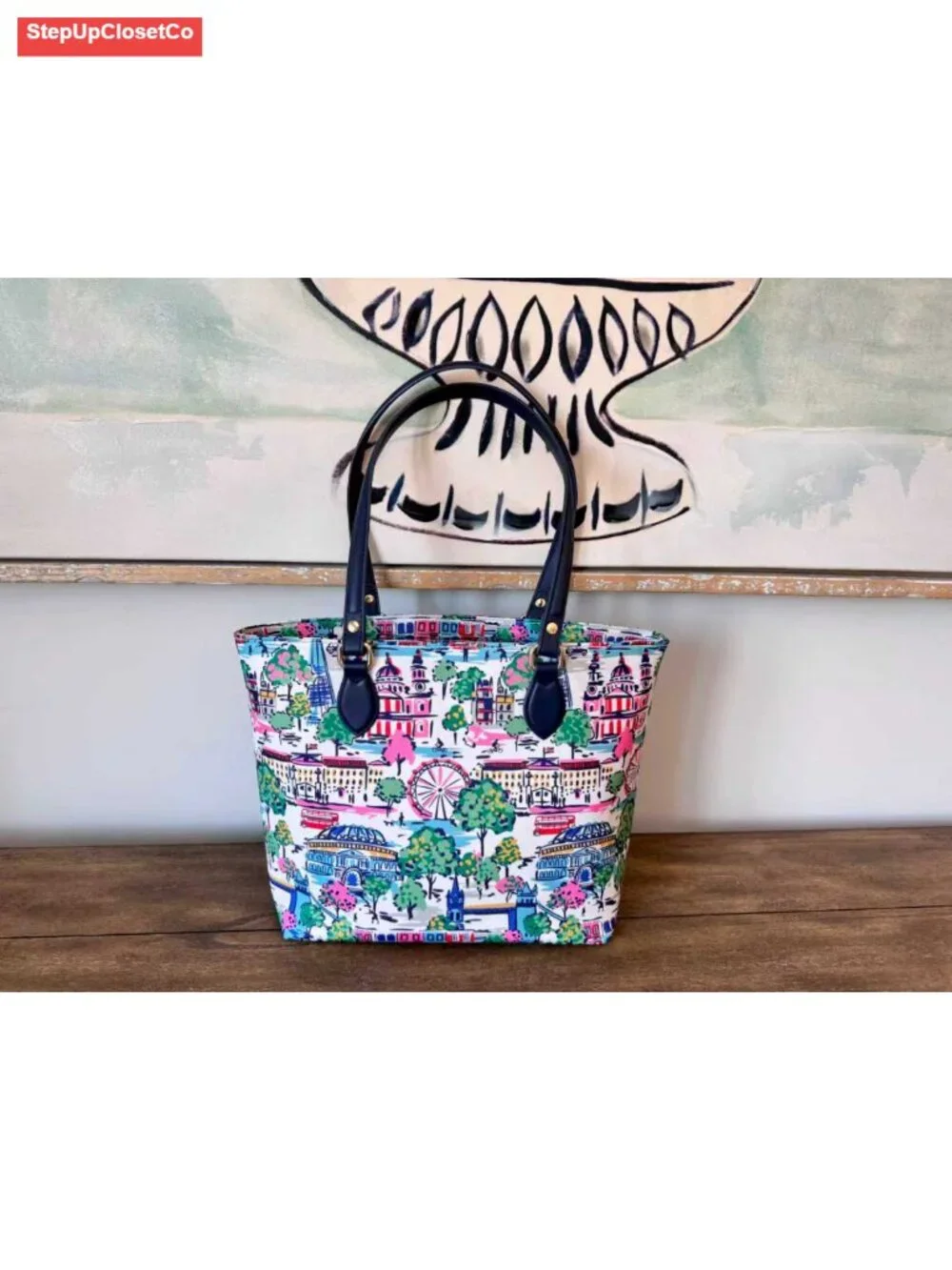 Waterproof Nylon Tote Bag with Zipper and Pockets for Women, Floral Purses